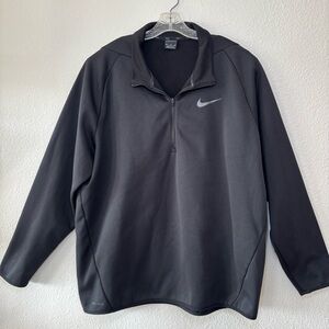 Nike Dri Fit Men's 1/4 Zip Black Fleece Lined Long Sleeve Pullover Size 2XL